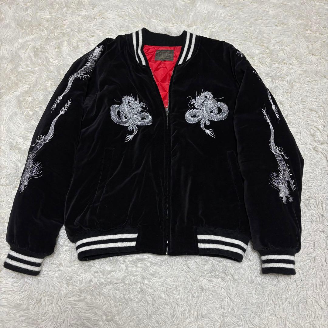 TT 様 TDR 龍 刺繍スカジャン ベロア 別珍 ブラック M
