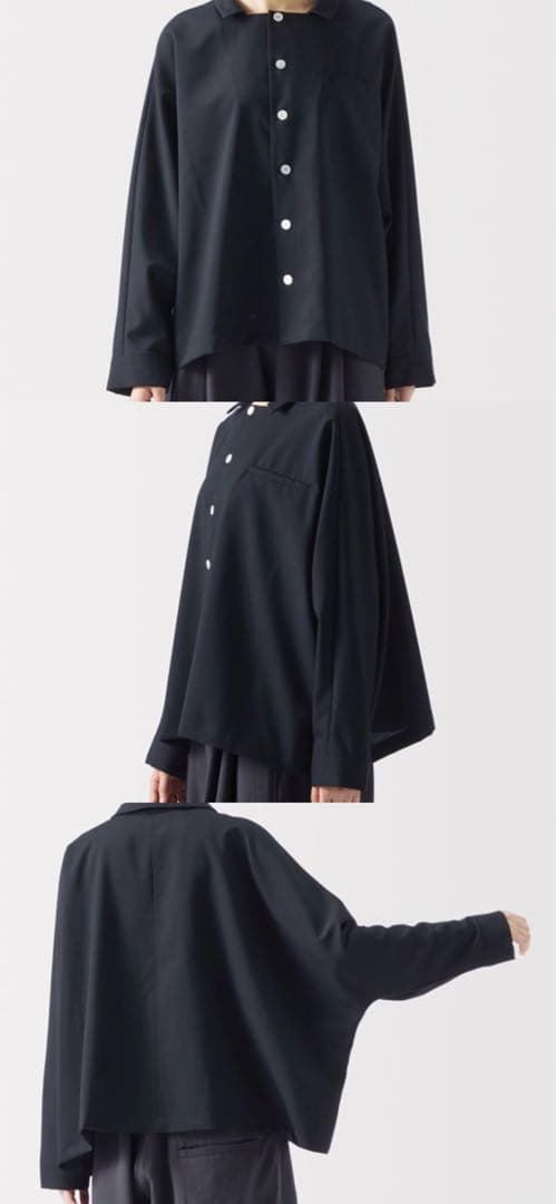 値下げIDEE H&byPOOL ワイドシャツ 2025AW ダークブルー日本製