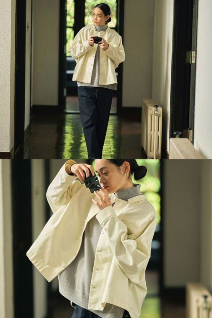 値下げIDEE H&byPOOL ワイドシャツ 2025AW ダークブルー日本製