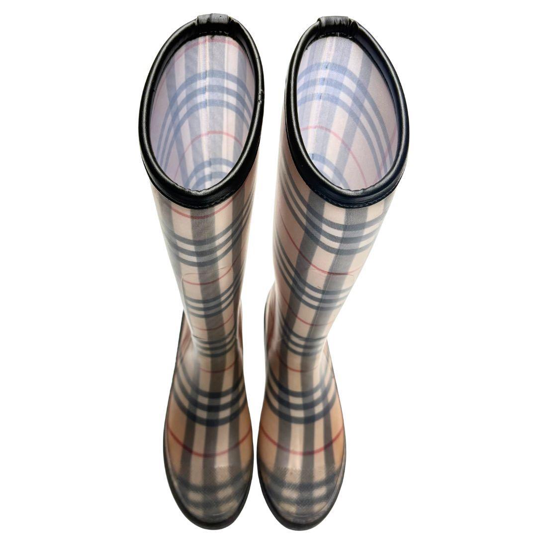 Burerry チェック柄 ロングレインブーツ