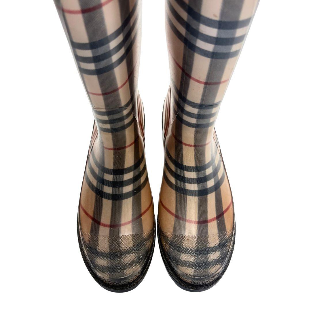 Burerry チェック柄 ロングレインブーツ