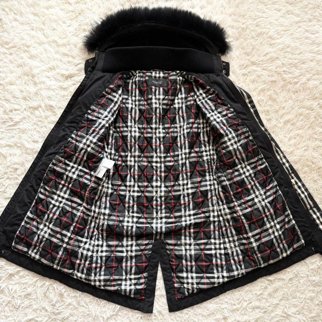 美品 バーバリー ブラックレーベル モッズコート ノバチェック タヌキファー