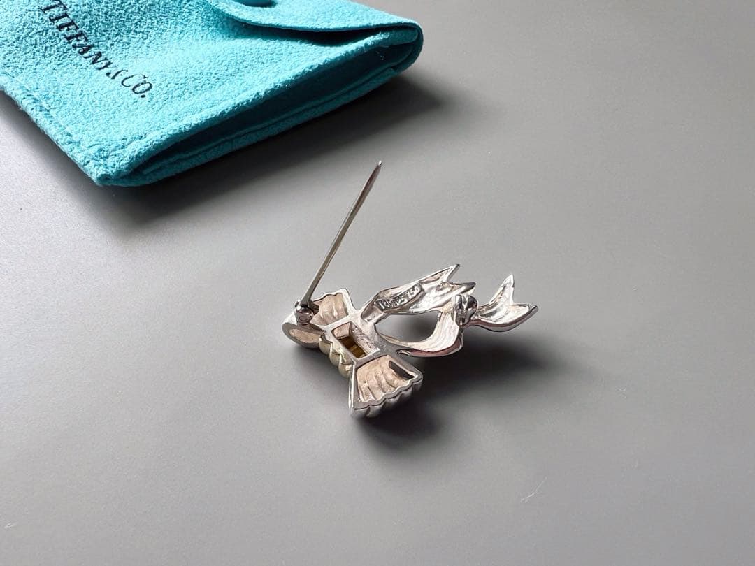 ティファニー　コンビ　リボン　ブローチ