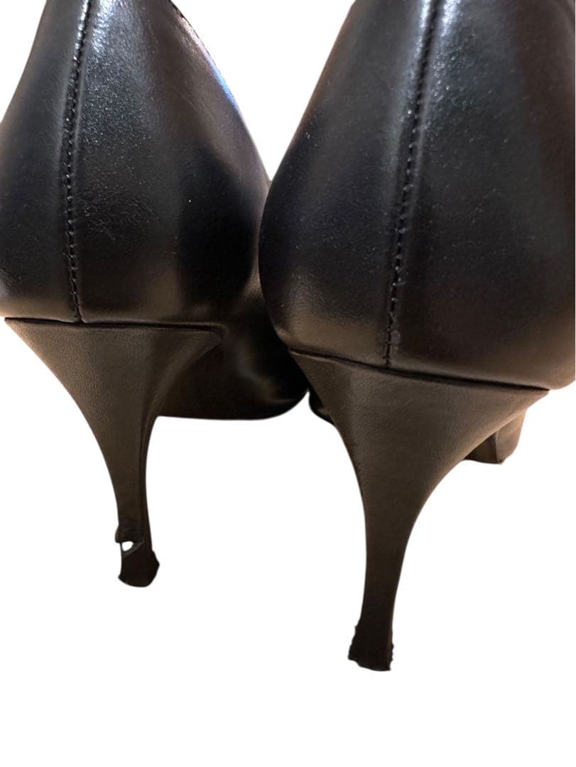 DIESEL ブラック ハイヒール ポインテッドトゥ38表記SBレザーパンプス