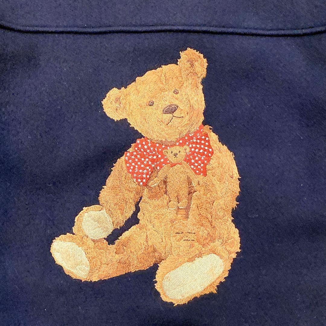 【美品】ワンダフルワールド　カネコイサオ　クマ刺繍ダッフルコート　ネイビー