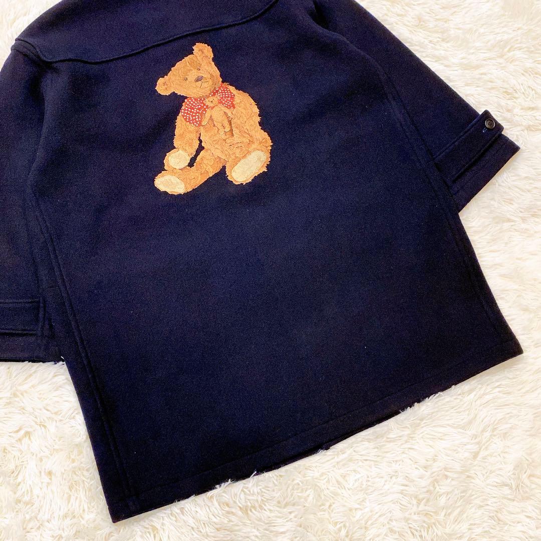 【美品】ワンダフルワールド　カネコイサオ　クマ刺繍ダッフルコート　ネイビー