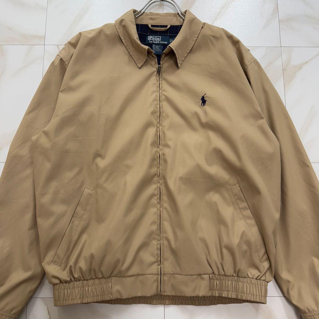 美品✨ポロ ラルフローレン スイングトップ 黒ポニー刺繍 ベージュ L