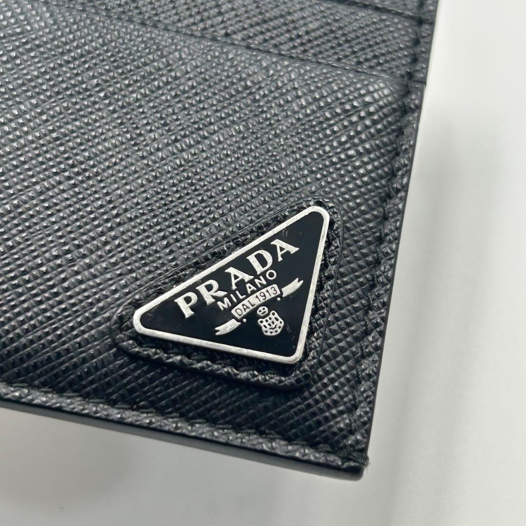 極美品✨RFID✨プラダ マネークリップ カードケース レザー　三角ロゴ　黒