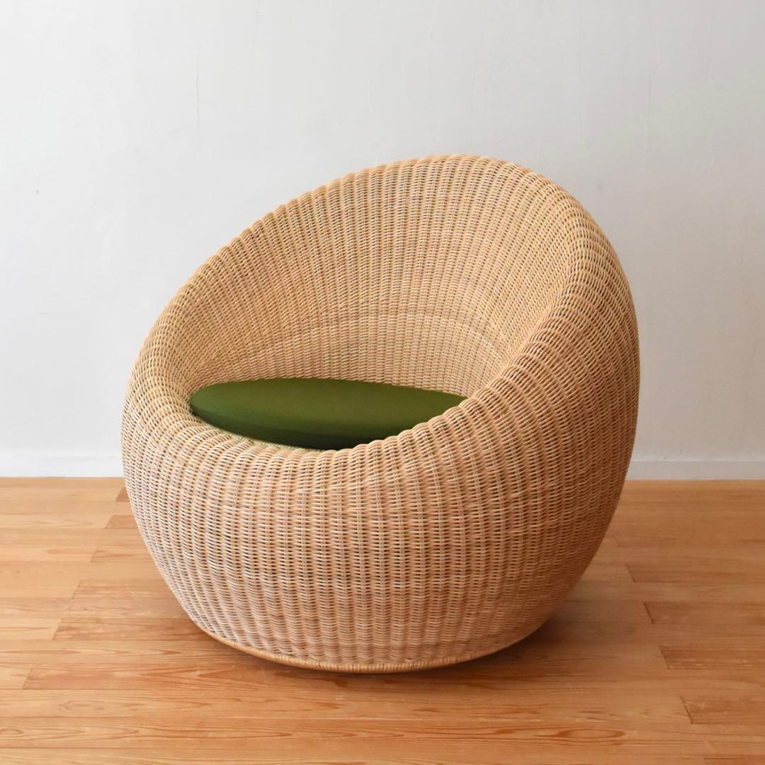 YMK長岡　剣持勇　ラウンジチェア　アームレスチェア　ラタン　籐