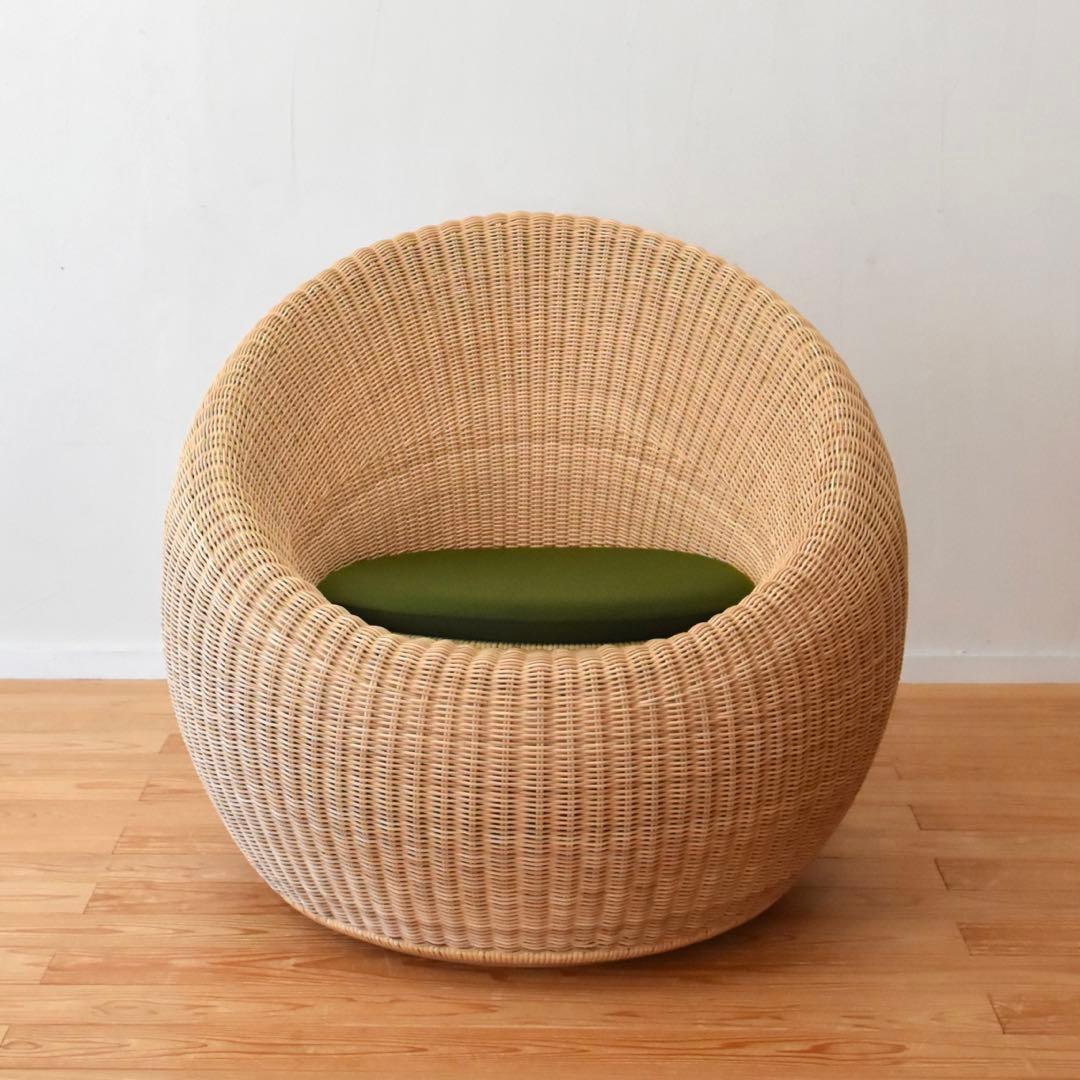 YMK長岡　剣持勇　ラウンジチェア　アームレスチェア　ラタン　籐