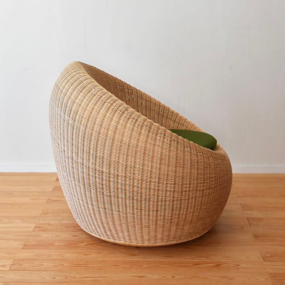 YMK長岡　剣持勇　ラウンジチェア　アームレスチェア　ラタン　籐