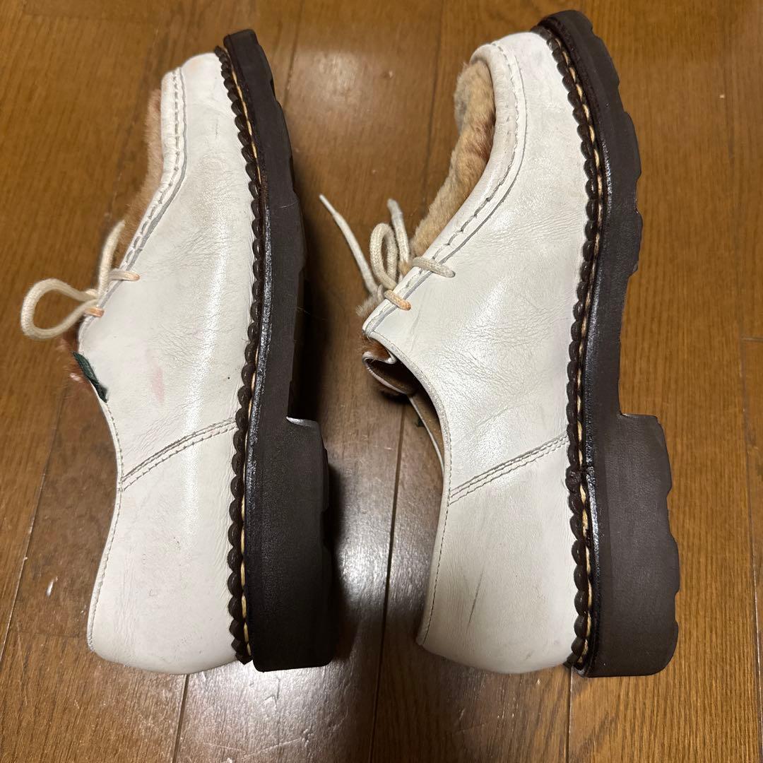 パラブーツ　UK4.5 ミカエル　白　ラビットファー　別注カラー