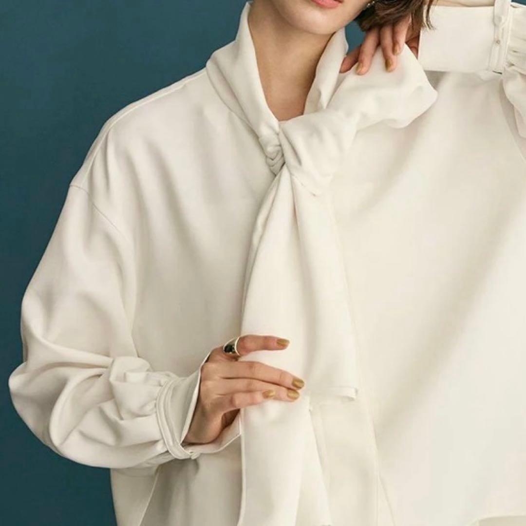 #Newans洗濯機可ビックリボンパウダリーブラウス ボウタイ オンワード