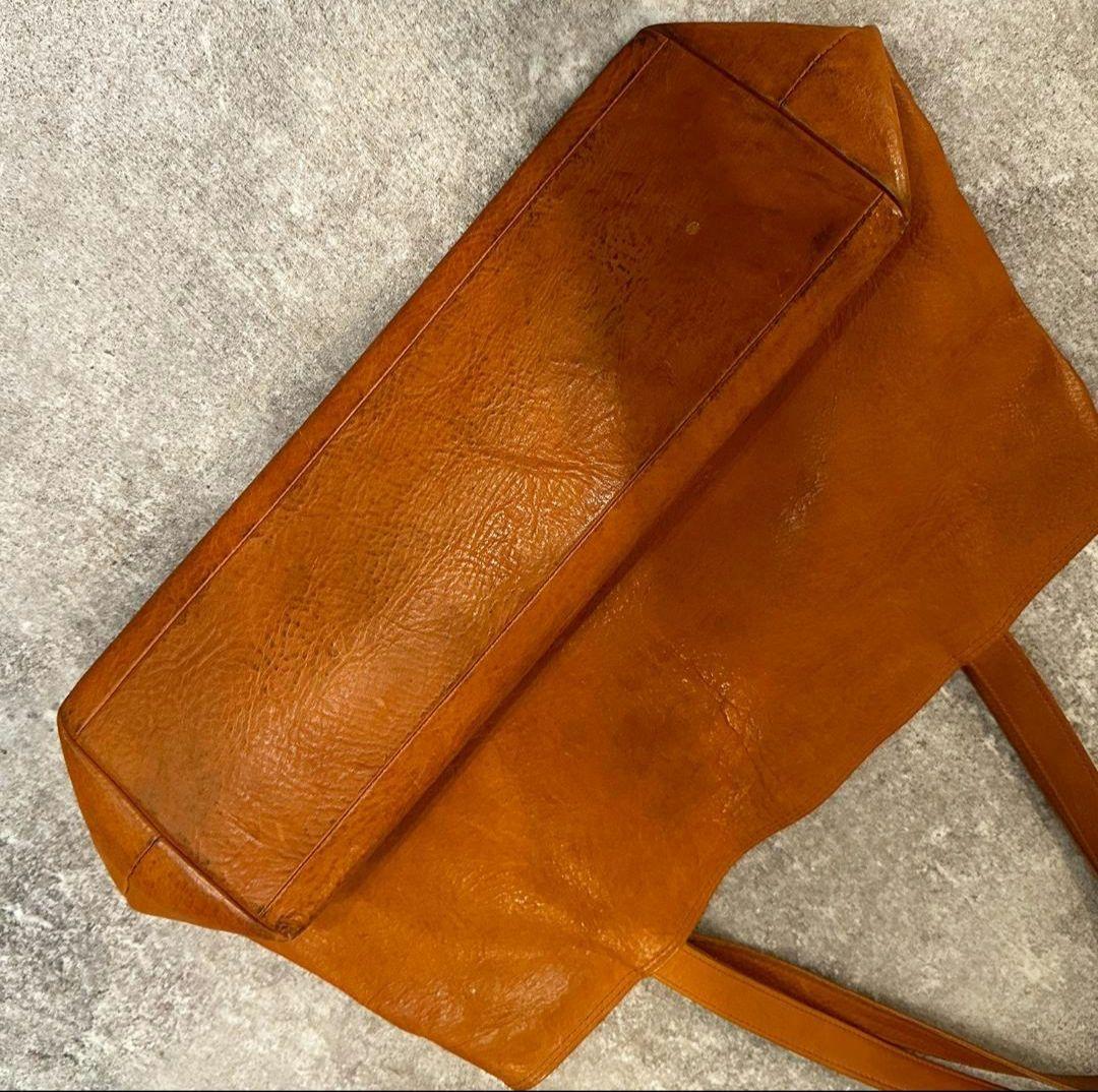 栃木レザー(本皮)　トートバック　 ブラウン・ライトベージュ