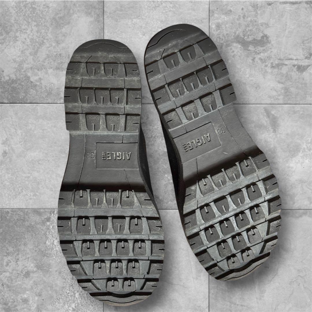 AIGLE ブラック 防水 アリアラバーハンティングブーツ/レインブーツ/ 38