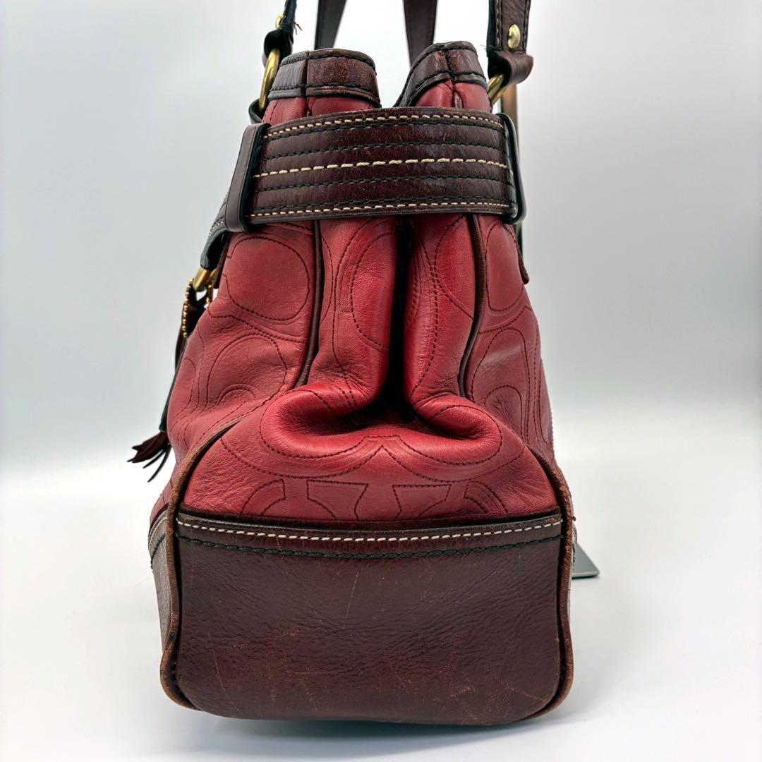 COACH コーチ ハンドバッグ シグネチャー レザー タッセル ゴールド金具