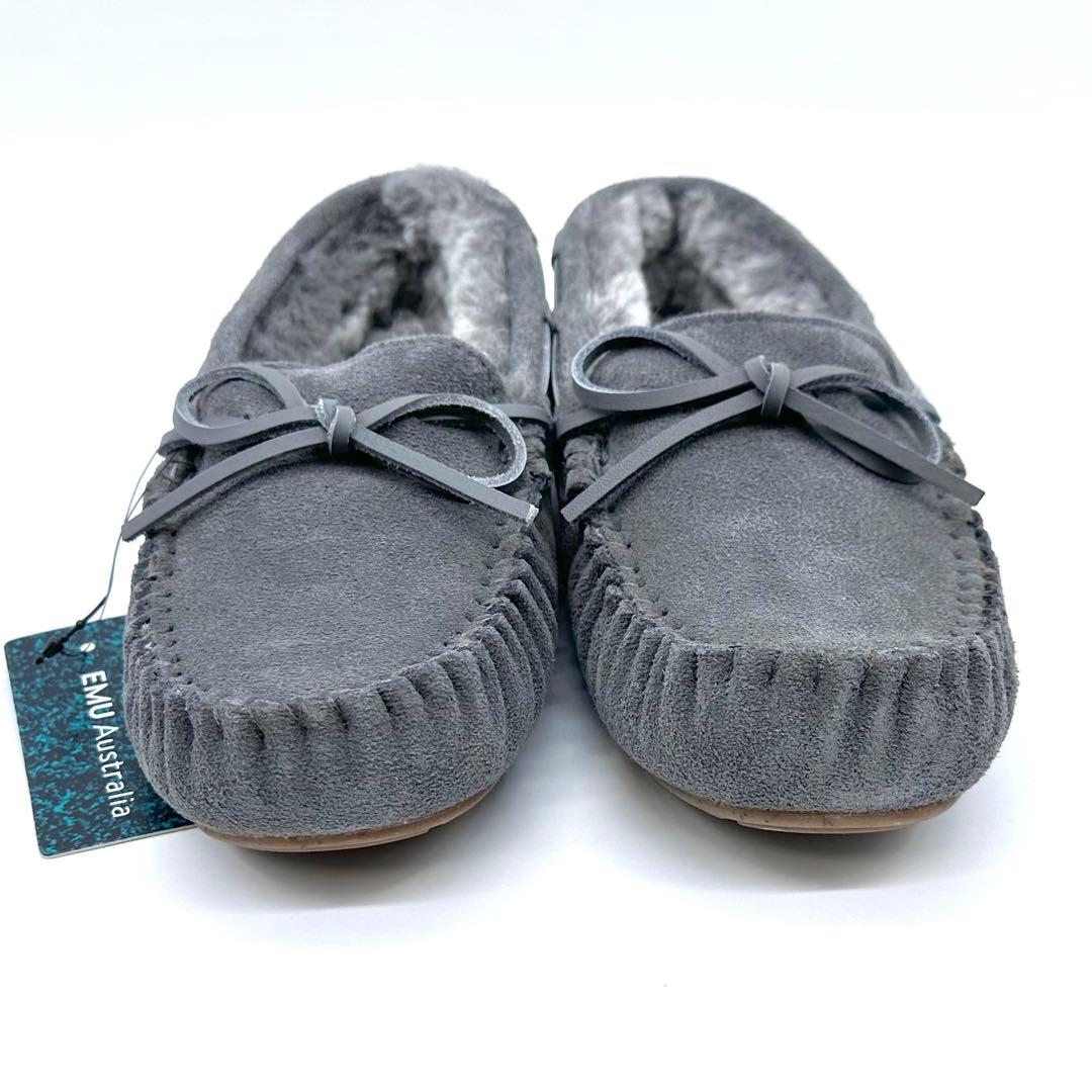 未使用タグ付✨EMU Australia モカシン スエード ボア 灰 24cm