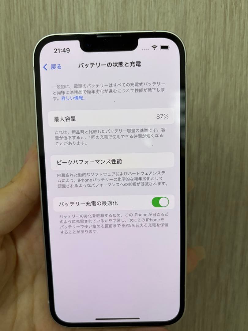 Apple iPhone 14 ホワイト 87%