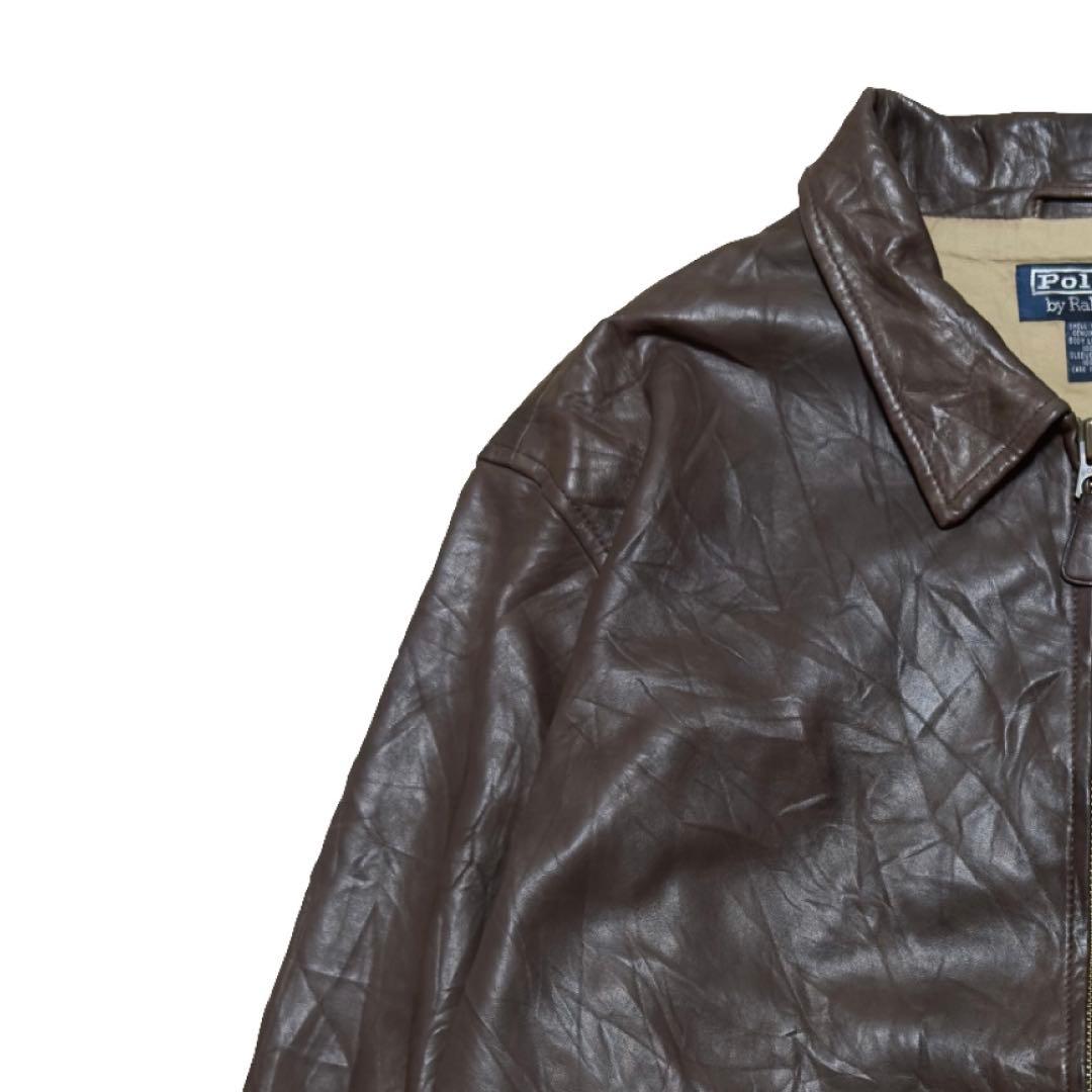 90s 希少 ポロ ラルフ ラムレザー スウィングトップ アメカジ トラッド