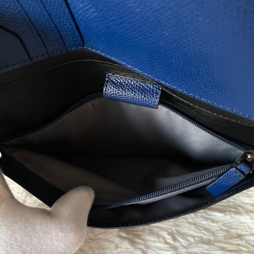良品【TUMI】トゥミ 大人気トラベルウォレット 上質レザー ブルー×ブラック！