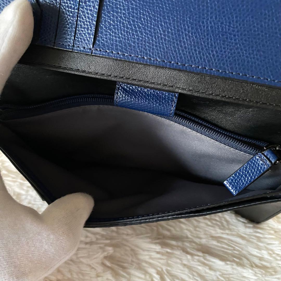 良品【TUMI】トゥミ 大人気トラベルウォレット 上質レザー ブルー×ブラック！