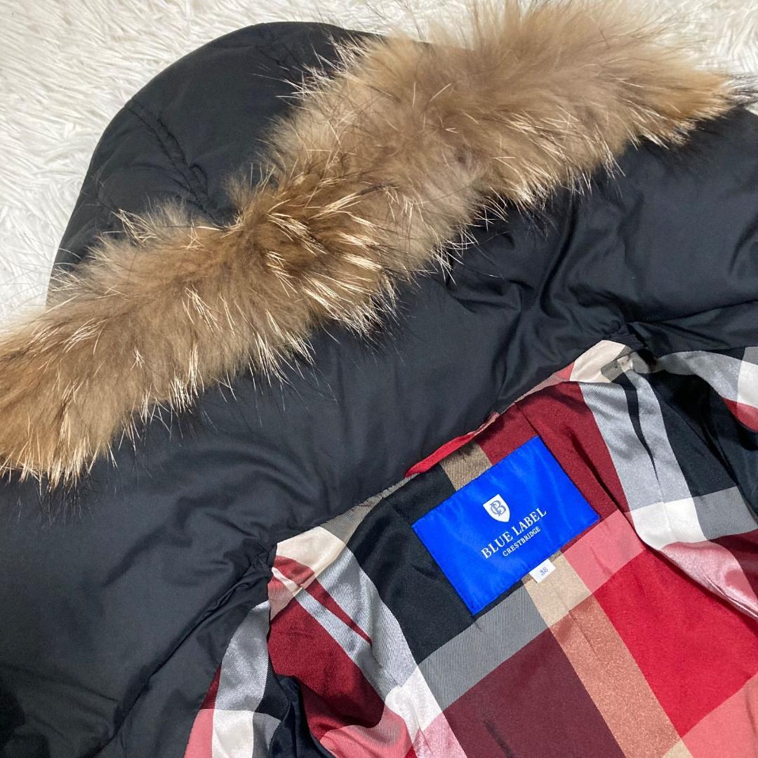 17159✨ブルーレーベルクレストブリッジ M ファー チェック ダウンコート