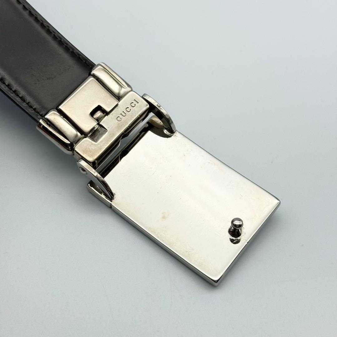 ✨美品✨GUCCI ベルト シルバー金具 メンズ 紳士 レザー 本革 ビジネス
