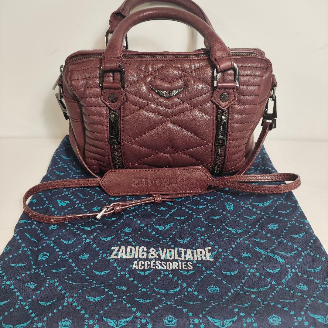 【美品】ザディグエヴォルテール　ボストンバッグ　2way　オールレザー　オリーブ