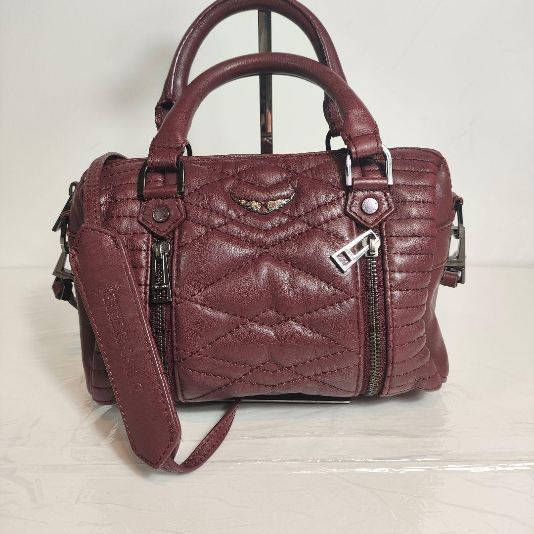 【美品】ザディグエヴォルテール　ボストンバッグ　2way　オールレザー　オリーブ