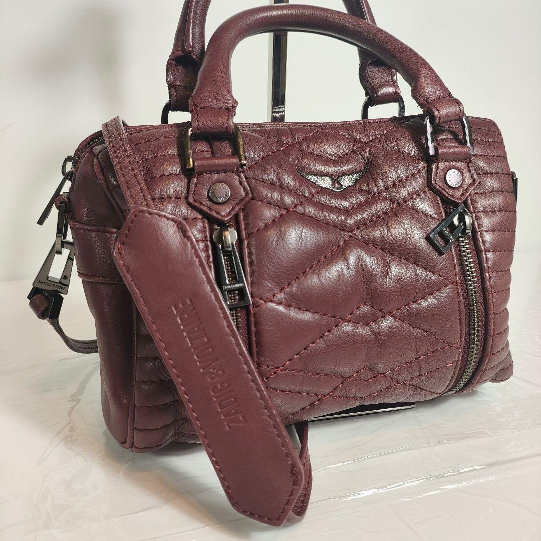 【美品】ザディグエヴォルテール　ボストンバッグ　2way　オールレザー　オリーブ