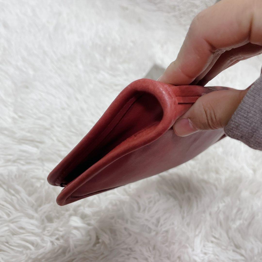 オールドコーチ　レッド　ポーチ　レディース　金具　グラブタンレザー