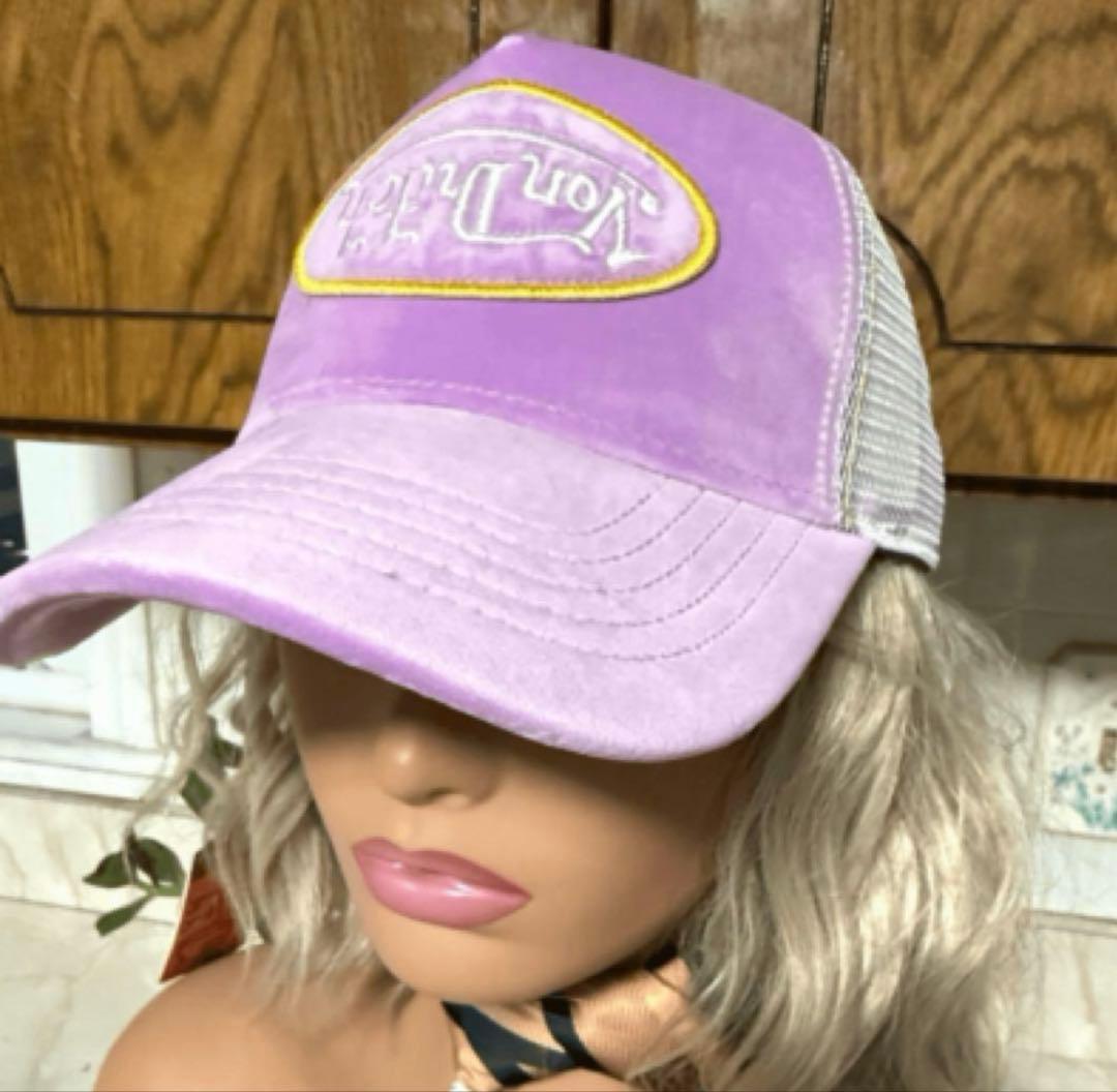 Von Dutch リバースロゴ ベルベット トラッカー キャップY2K