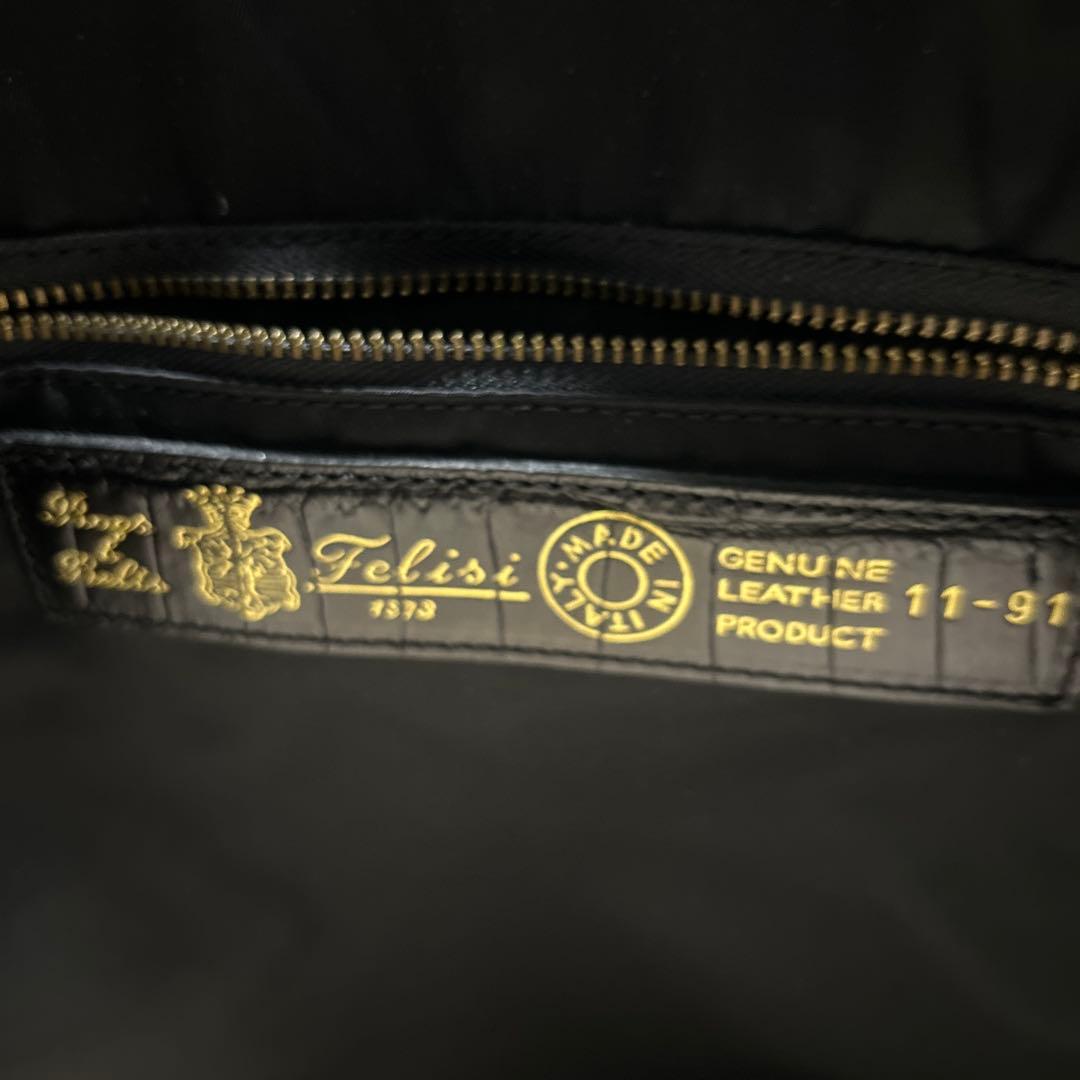 Felisi クロコ型押しトートバッグブラック おまけ付き