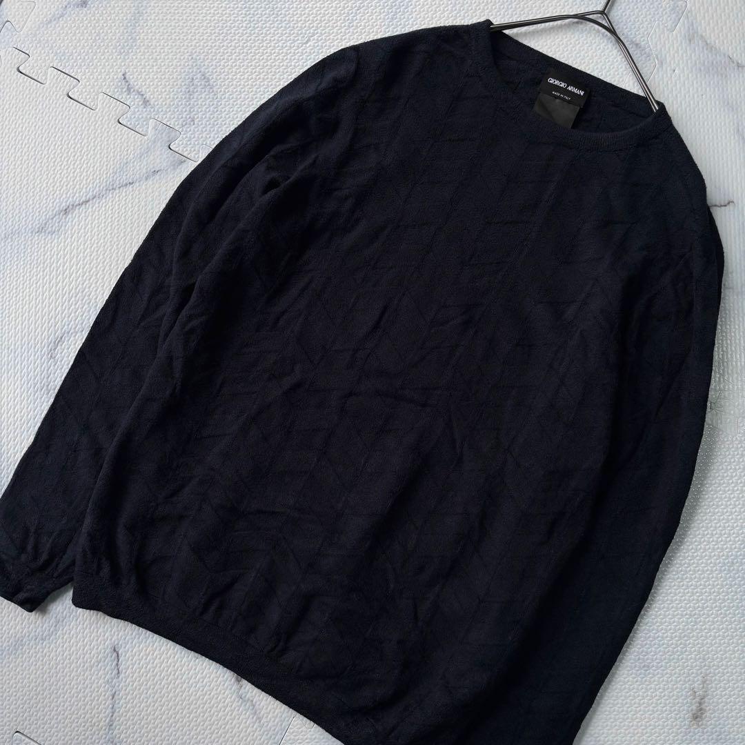 大人気✨GIORGIOARMANI ジョルジオアルマーニ 黒タグ長袖 濃紺