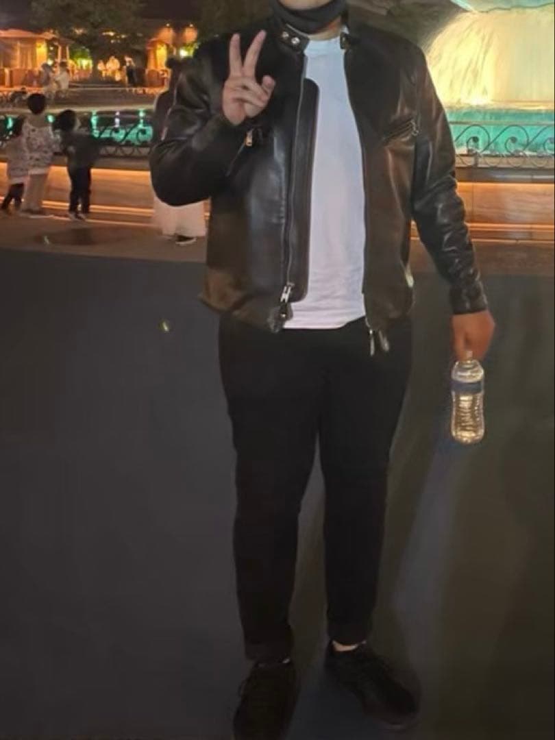 Schott ブラック シングルライダースジャケット 牛革