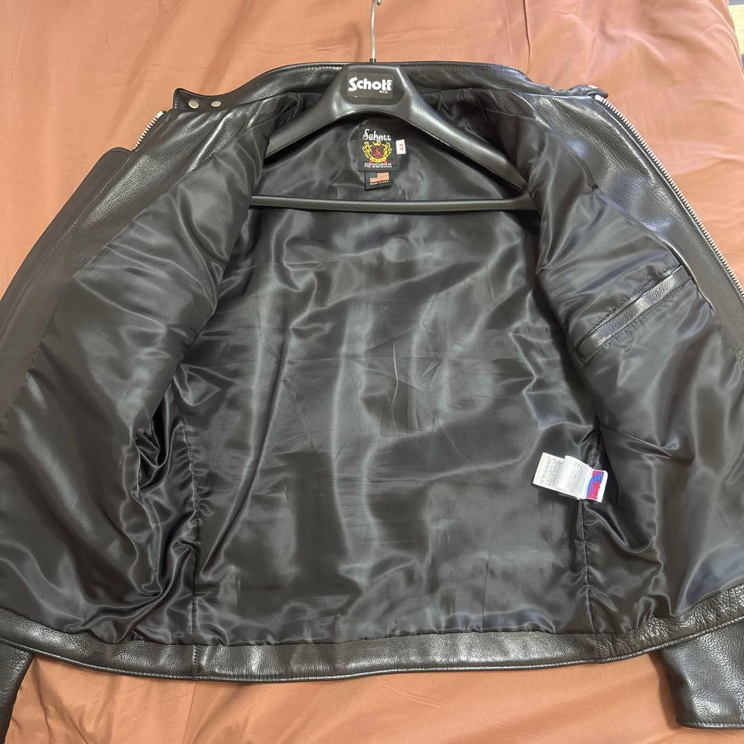 Schott ブラック シングルライダースジャケット 牛革