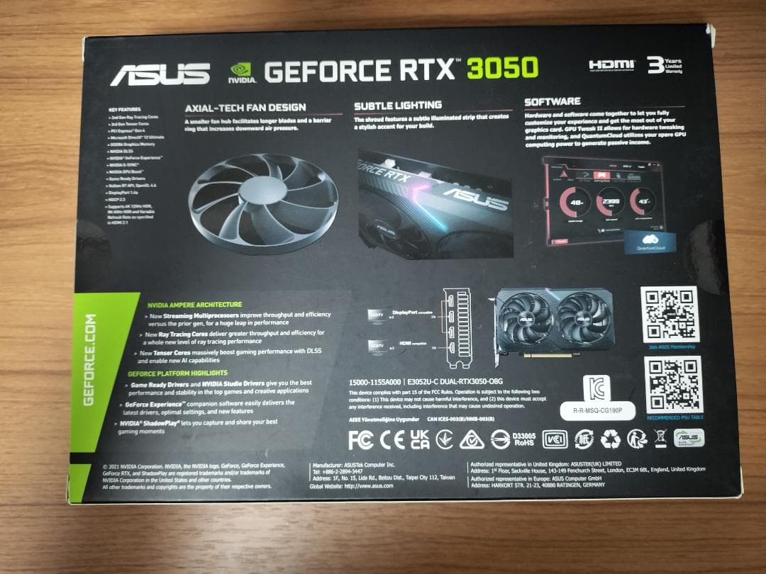 グラフィックボード・グラボ・ビデオカード RTX 3050 OC Edition GDDR6 8GB ASUS