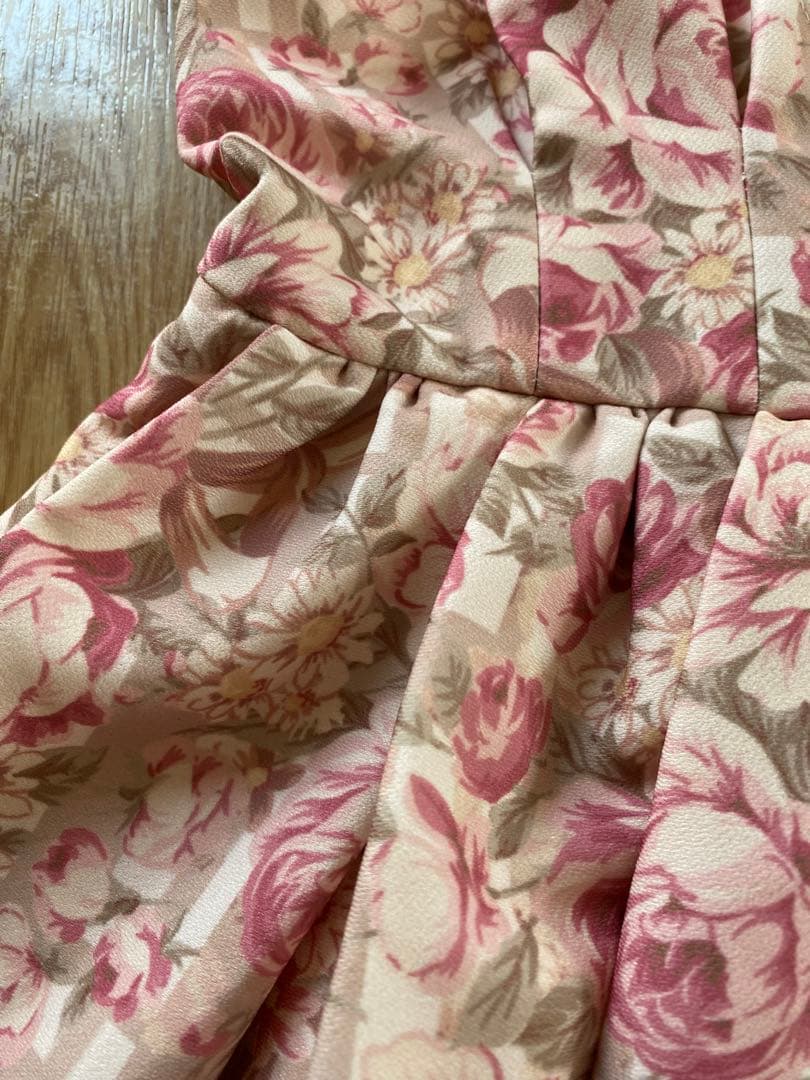 LIZ LISA チェック花柄ジャンスカワンピース ピンクベージュ