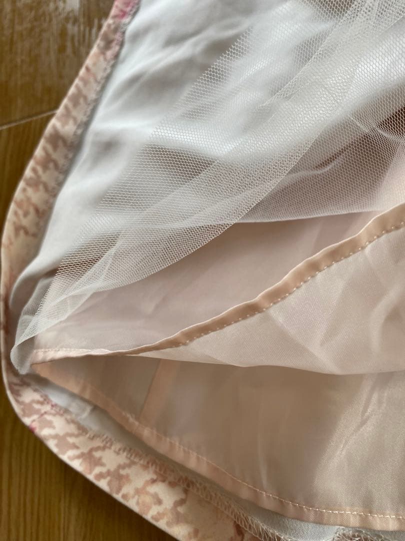 LIZ LISA チェック花柄ジャンスカワンピース ピンクベージュ