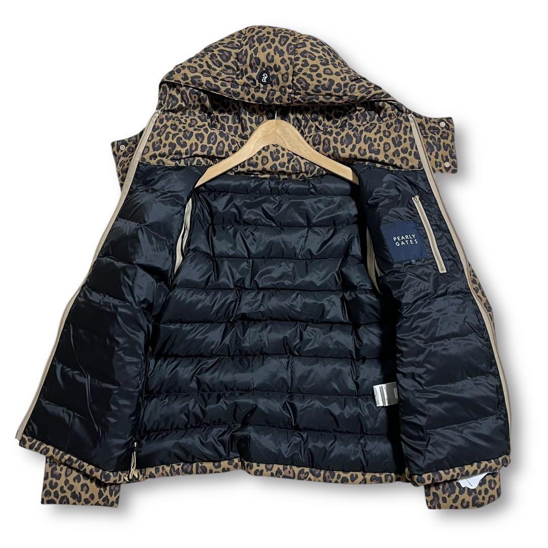 新品 パーリーゲイツ　レオパード柄 袖・フード着脱式 ダウンジャケット ゴルフ