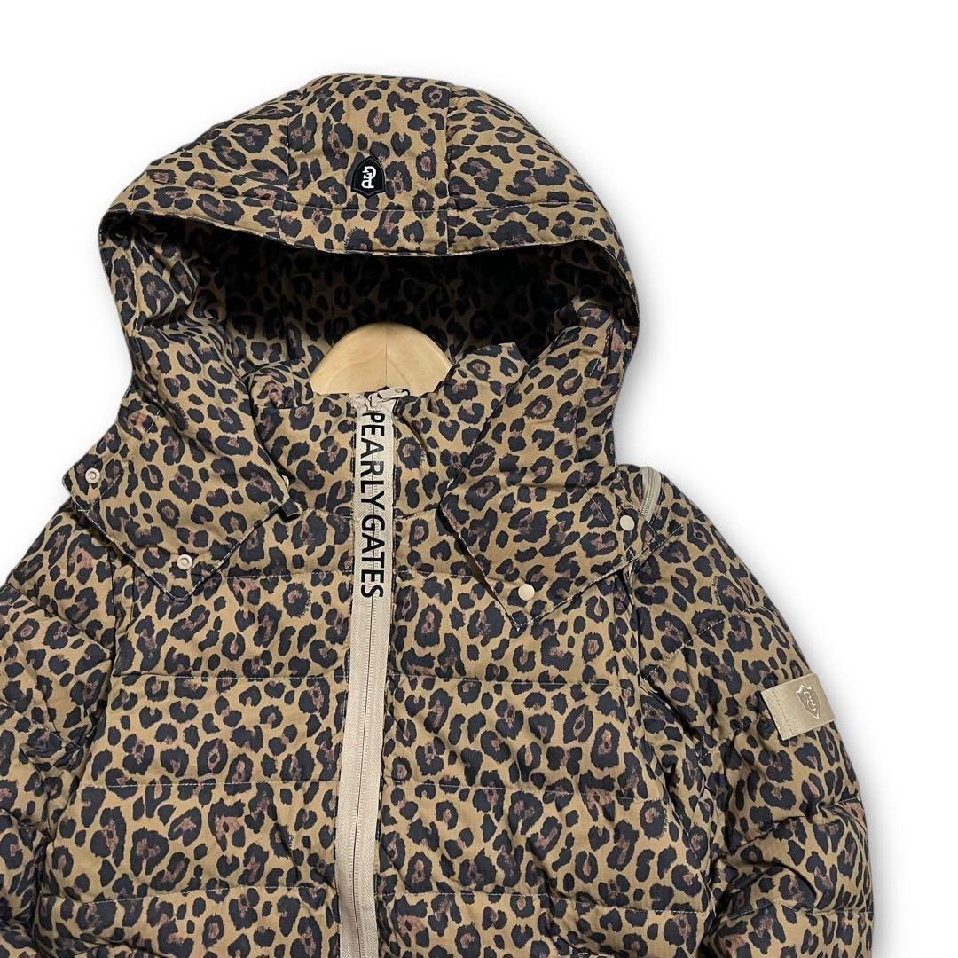 新品 パーリーゲイツ　レオパード柄 袖・フード着脱式 ダウンジャケット ゴルフ