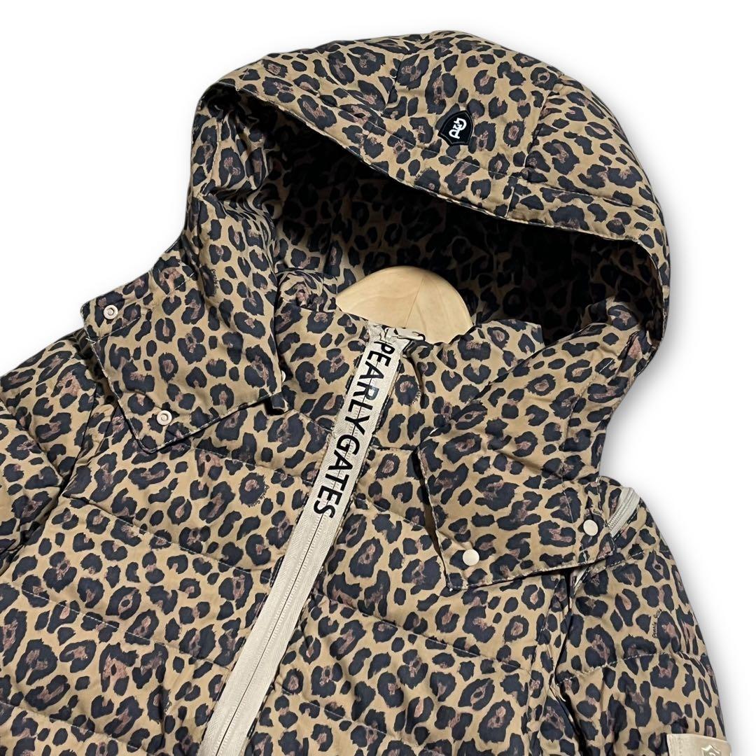 新品 パーリーゲイツ　レオパード柄 袖・フード着脱式 ダウンジャケット ゴルフ