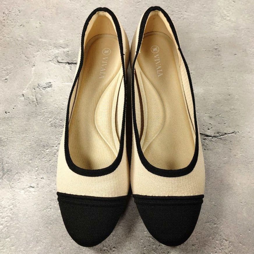 【人気デザイン】極美品VIVAIA【40】バイカラー チャンキーヒール パンプス