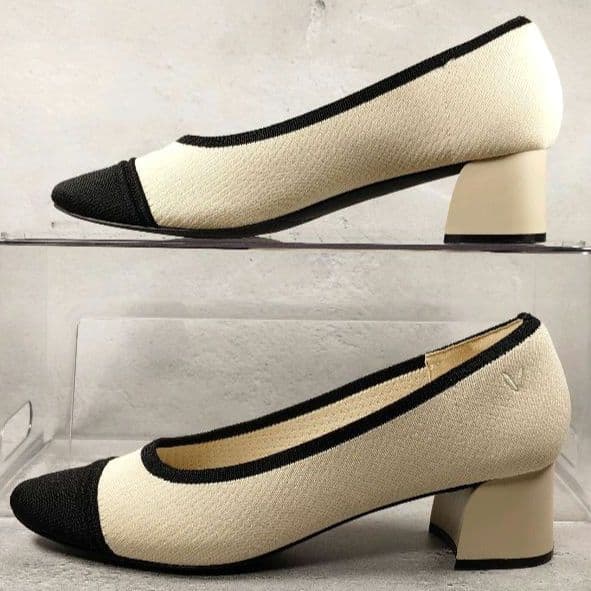 【人気デザイン】極美品VIVAIA【40】バイカラー チャンキーヒール パンプス