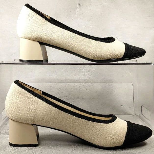 【人気デザイン】極美品VIVAIA【40】バイカラー チャンキーヒール パンプス