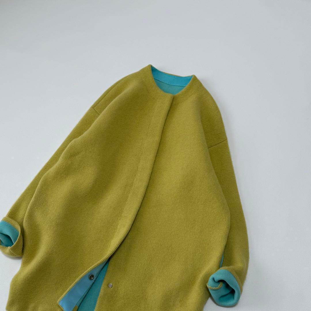 エレンディーク ラクーンミックスダブルカーディガン　ダブルフェイス　イエロー