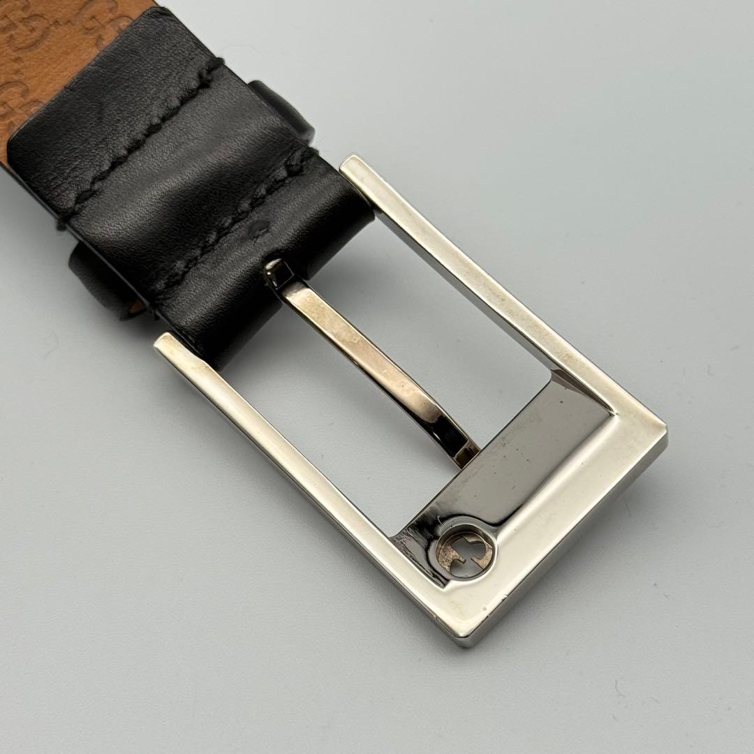 ✨良品✨GUCCI ベルト シマ GG柄 純正革 メンズ ロゴバックル ビジネス