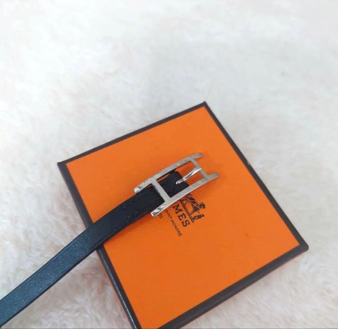 HERMES エルメス アピ3 レザー シルバー金具 ロング ブレスレット