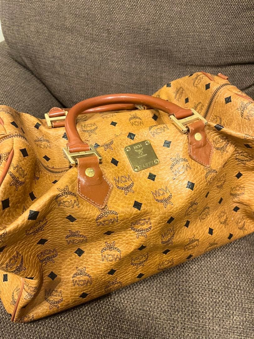 【MCM】人気 ヴィセトス柄 ボストンバッグ キャメル ゴールド金具