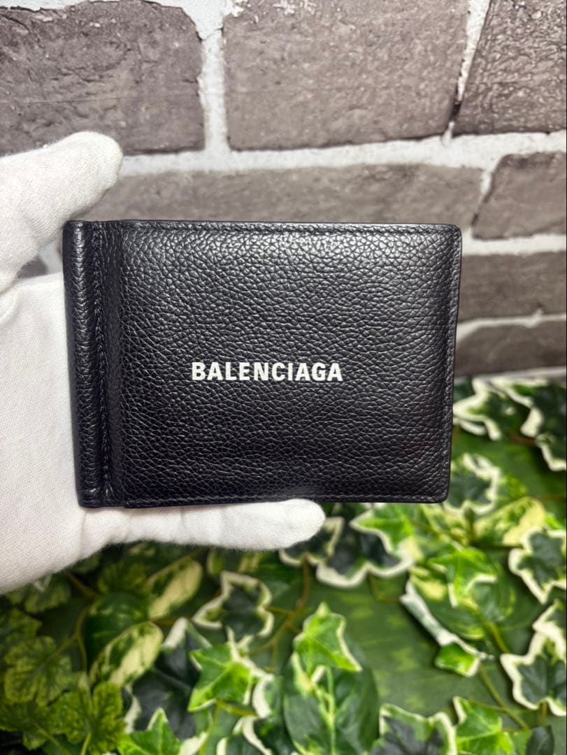 BALENCIAGA ブラックレザー マネークリップ